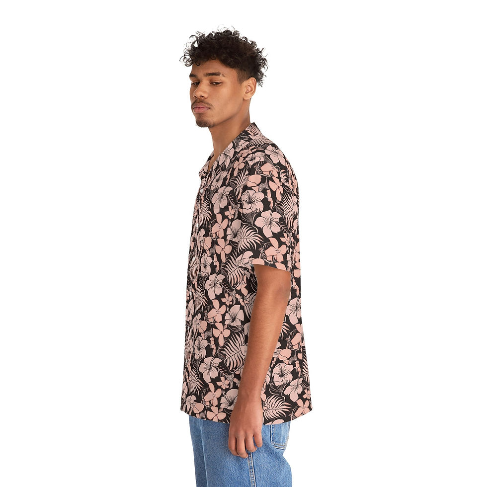Thumbnail: Men's Pink Floral Hawaiian Shirt