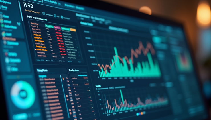 Eye-level view of a computer screen showing an open source ERP dashboard with inventory data