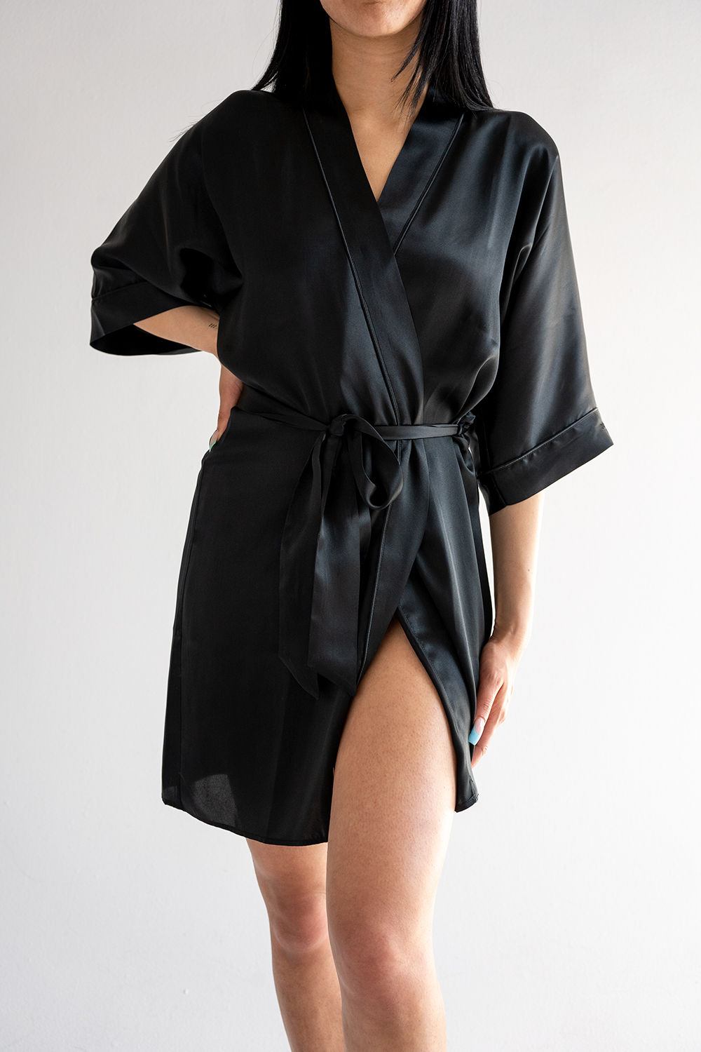 Pitch Black Silk Robe