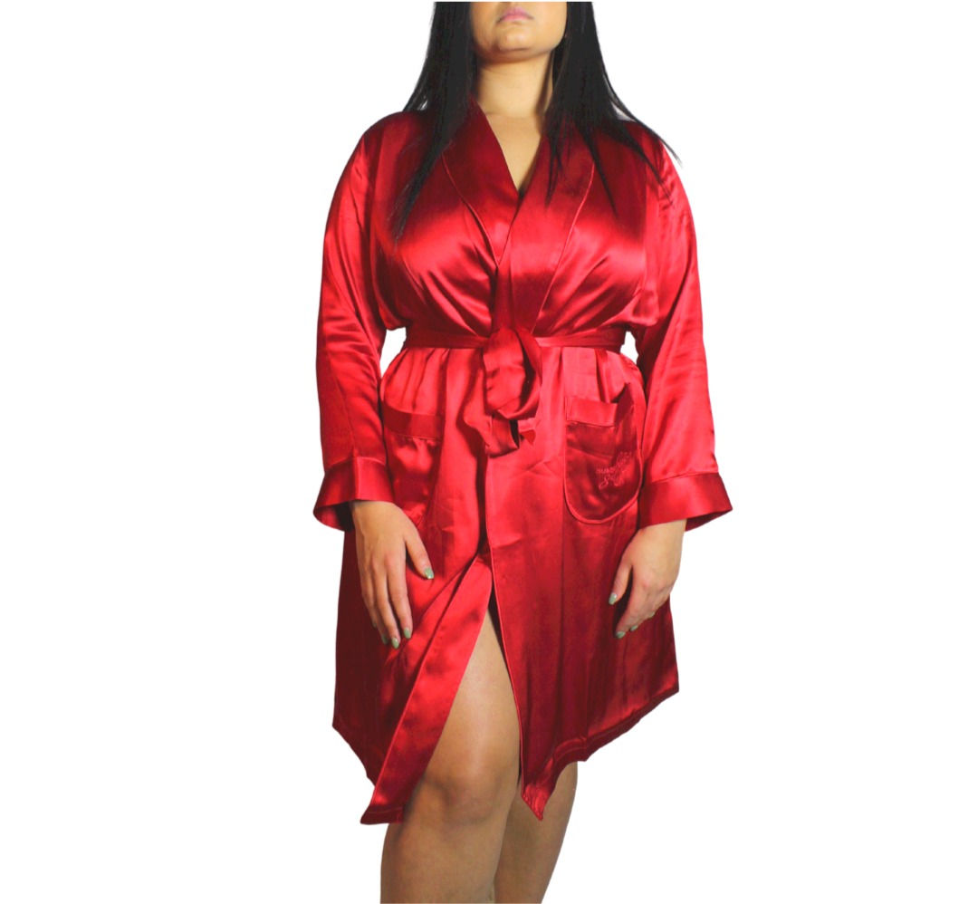 Scarlet Silk Long Sleeve Robe
