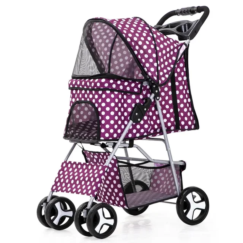Miniature : DTC-804 Portable Foldable Pet Cart Cat Dog Four Wheeled Cart Pet Outing Cart Sin