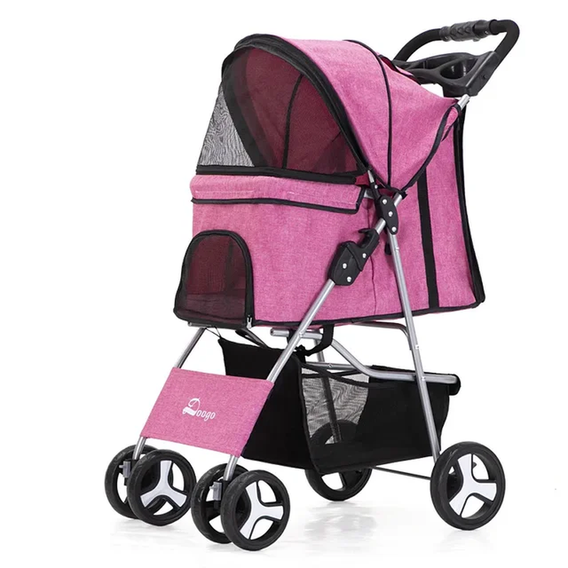 Miniature : DTC-804 Portable Foldable Pet Cart Cat Dog Four Wheeled Cart Pet Outing Cart Sin