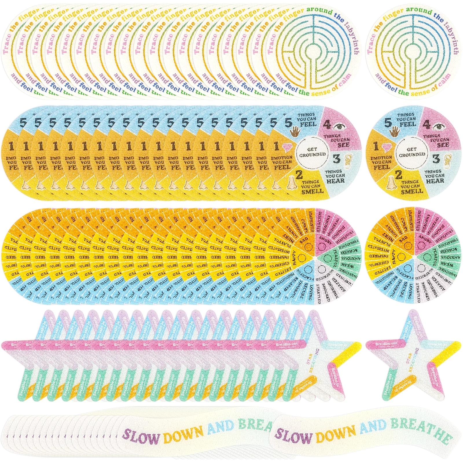 150PCS Calm Stickers Set 5 Styles Tactile Rough Textured Stickers Creative Senso