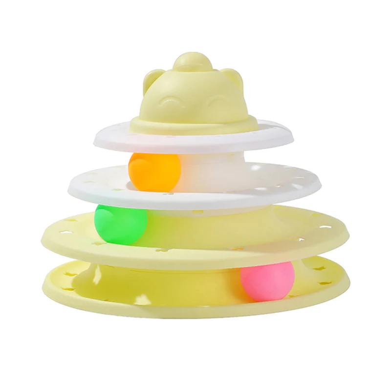 Miniature : 3/4 Levels Cats Toy Tower Tracks Cat Toys Interactive Cat Intelligence Training 