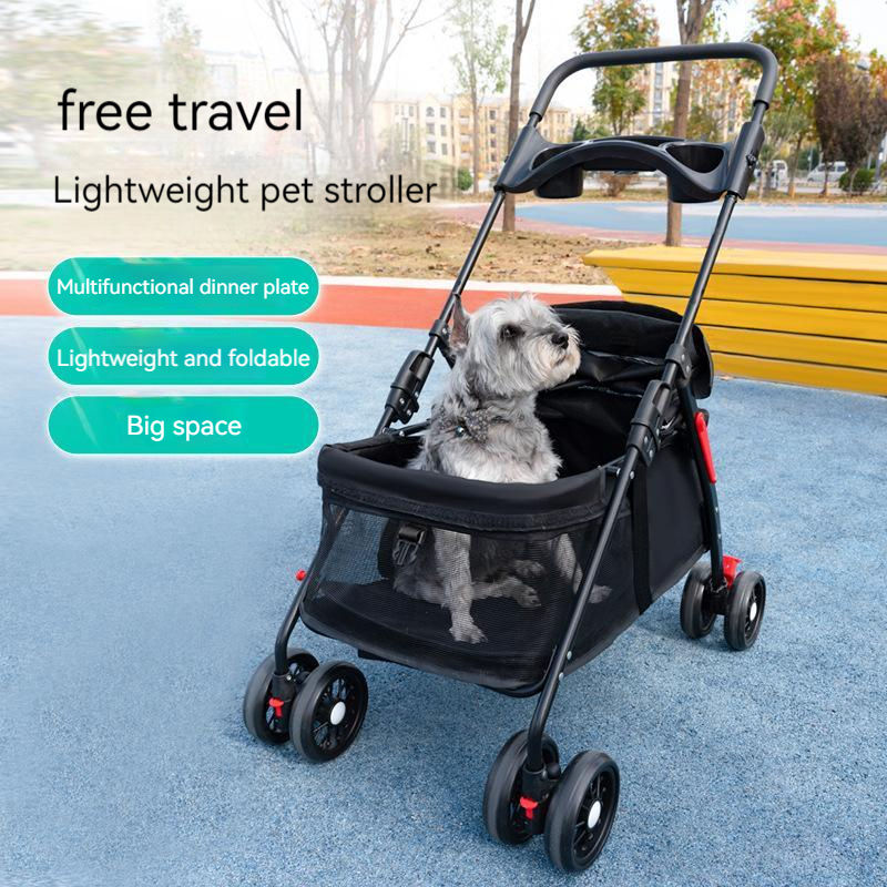 Miniature : Pet Stroller Lightweight Folding Walking Pet 