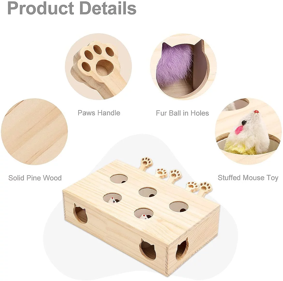 Miniature : Cat Toys Interactive Whack a Mole Solid Wood Toys for Indoor Cats Kitten Catch M