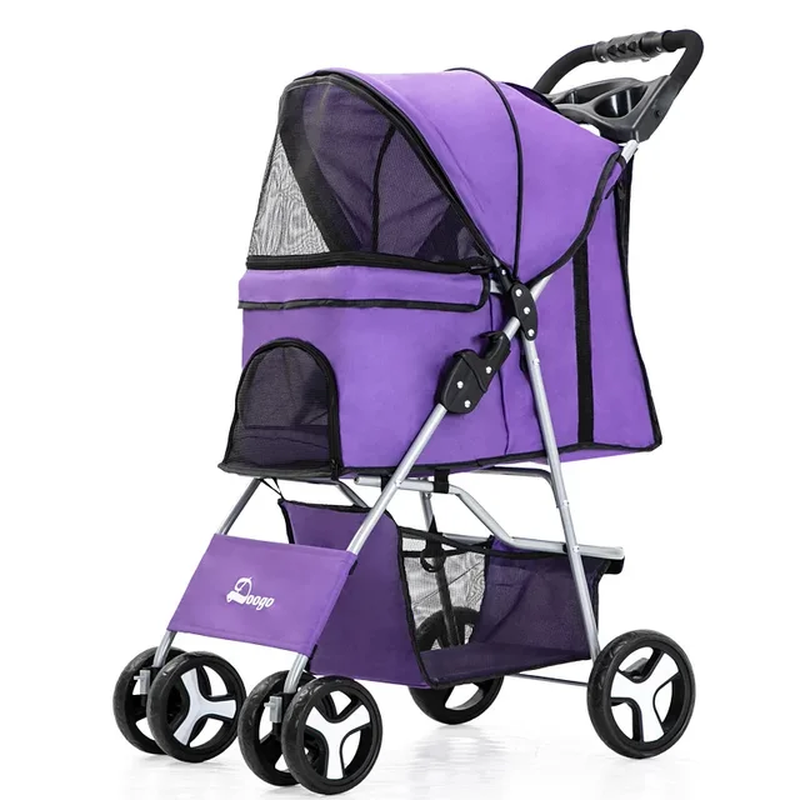 Miniature : DTC-804 Portable Foldable Pet Cart Cat Dog Four Wheeled Cart Pet Outing Cart Sin