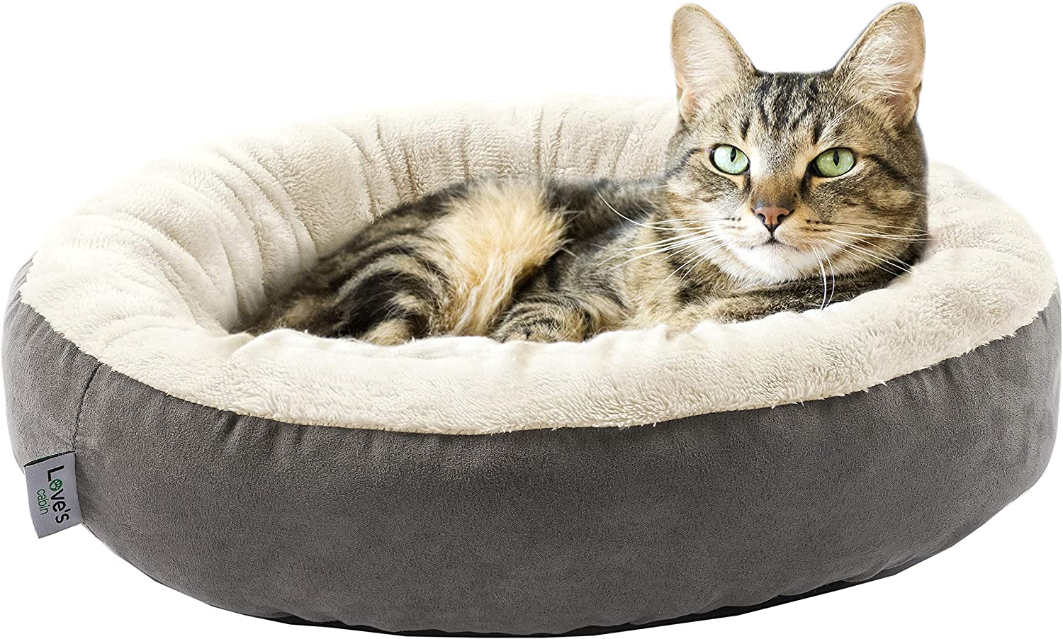 round Donut Cat and Dog Cushion Bed, 20In Bed for Cats or Small Dogs, Anti-Slip