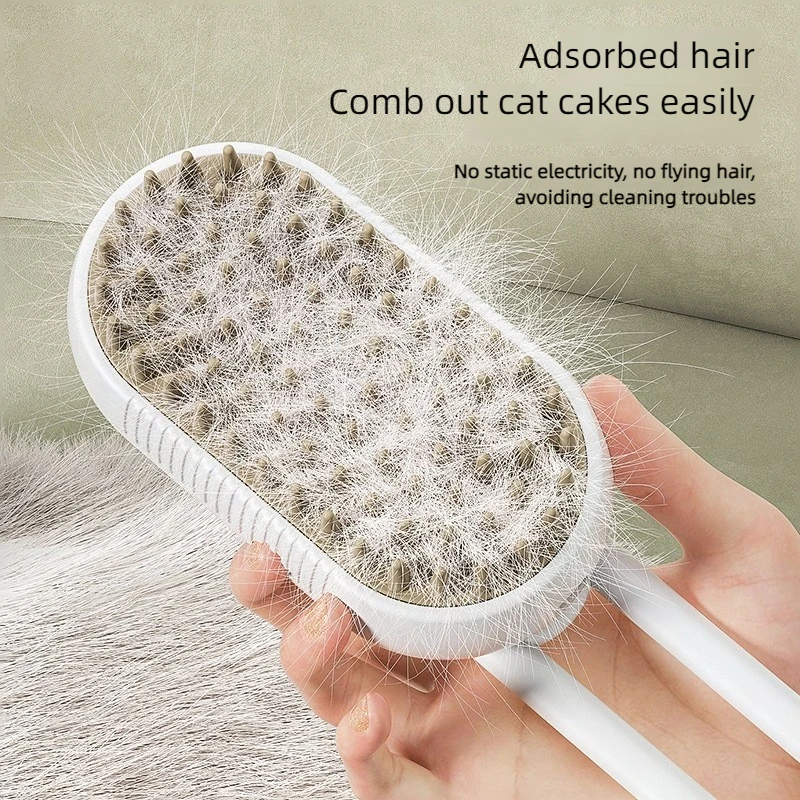 Miniature : 3-In-1 Dog Hair Brush Cat Hair Brush Electric Pet Cleaning Brush Steam Spray Bru