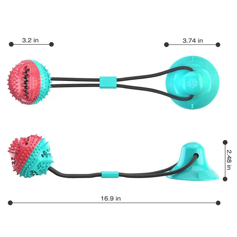 Miniature : Large Dog Ball Toys Suction Cup Ropes Interactive Leaking Slow Feeder Chew Toy T