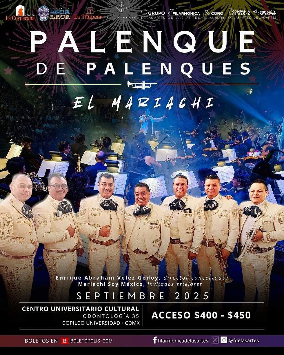 Mariachi Somos México como invitado especial: Un repertorio vibrante con clásicos como Huapango, Cien años y El último trago en formato sinfónico.