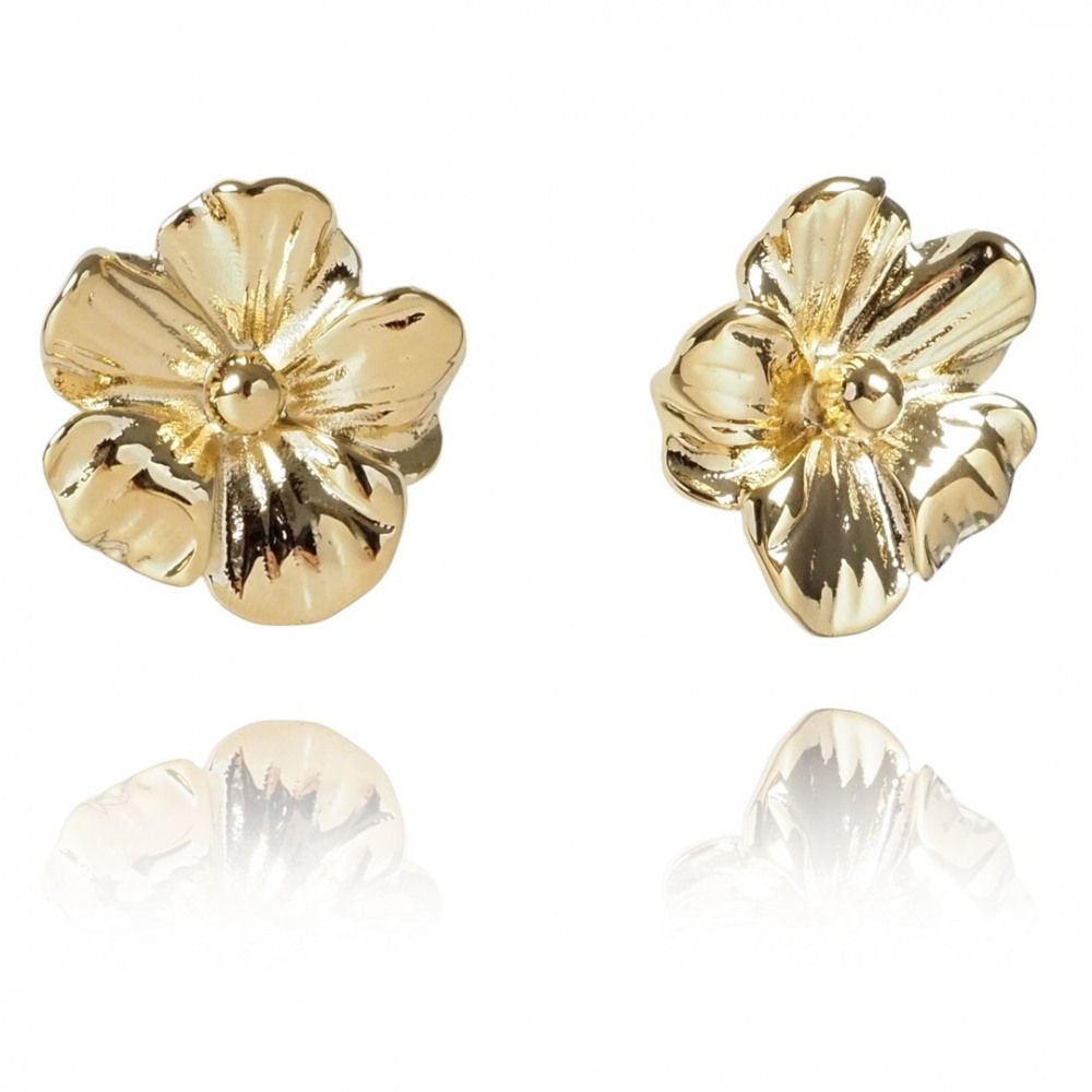 Ohrringe Blume Edelstahl 316L Vergoldet 14 Karat Wasserfest