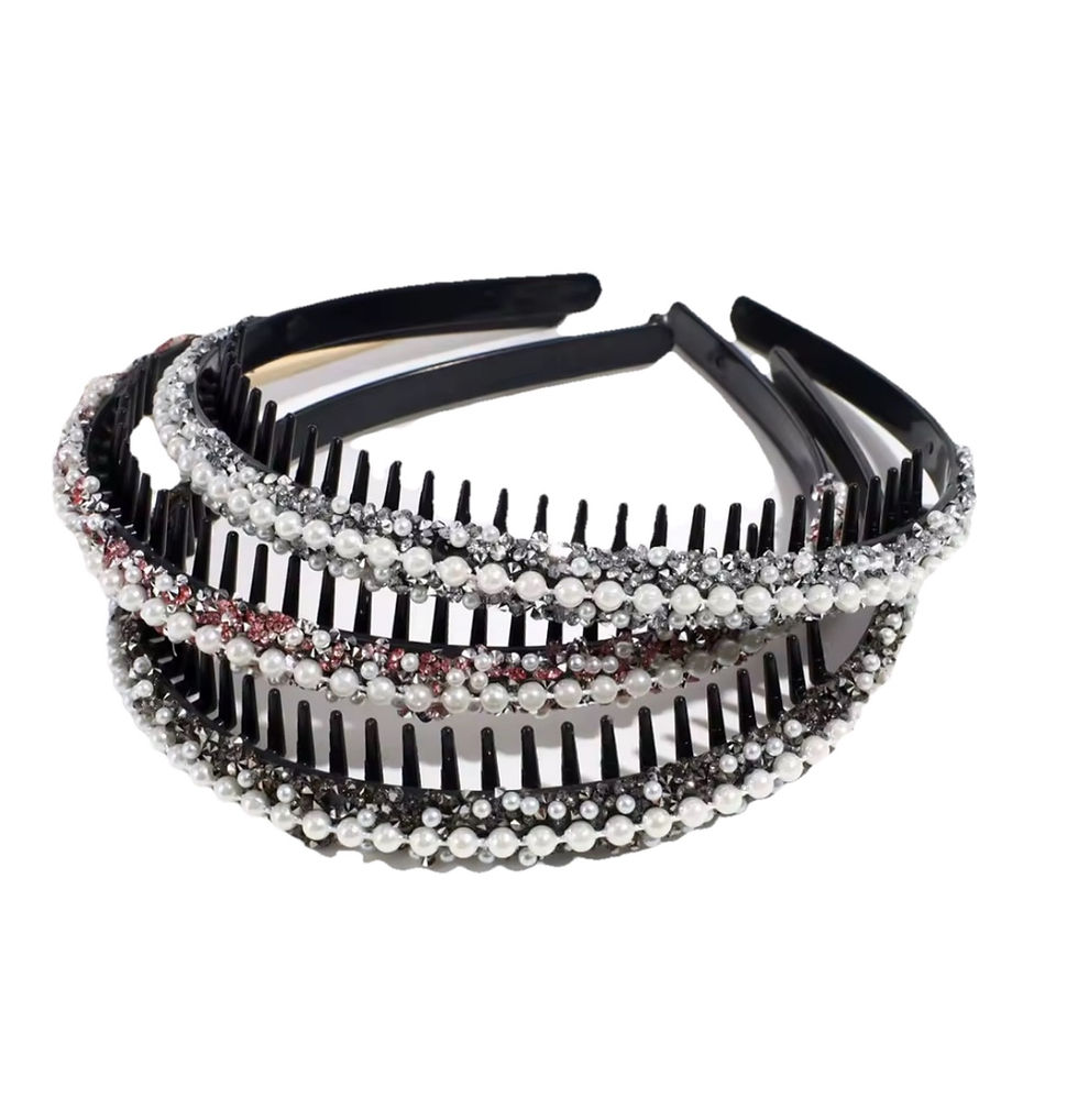 Haarreif mit Perlen und Strass