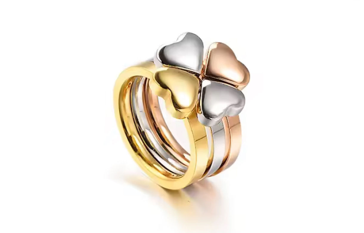 Ring Edelstahl  Kleeblatt 3 in 1