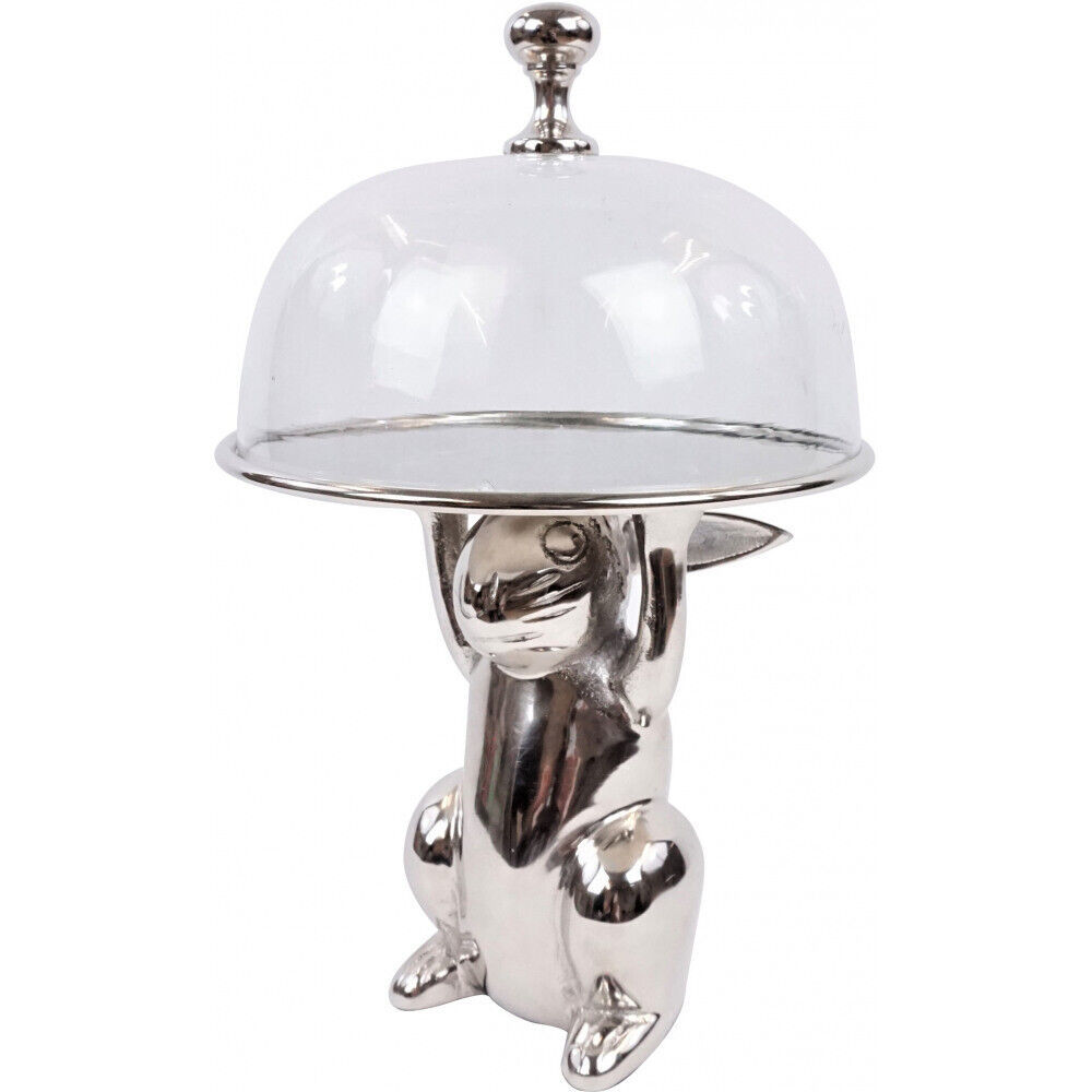 Cloche à gâteau, présentoir à gâteau avec cloche en verre lapin