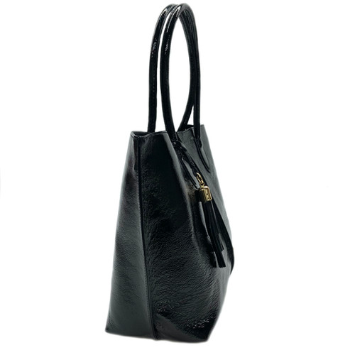 【激レア】定価¥72,824 PORTER GLASS LEATHER TOTE Josephine Tote (Black Patent Licorice) | kellytooke