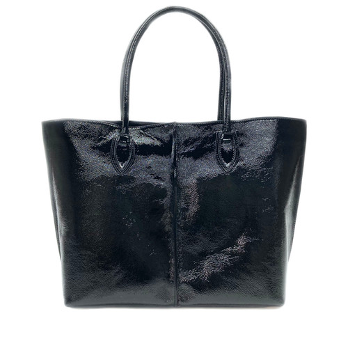 Josephine Tote (Black Patent Licorice) | kellytooke