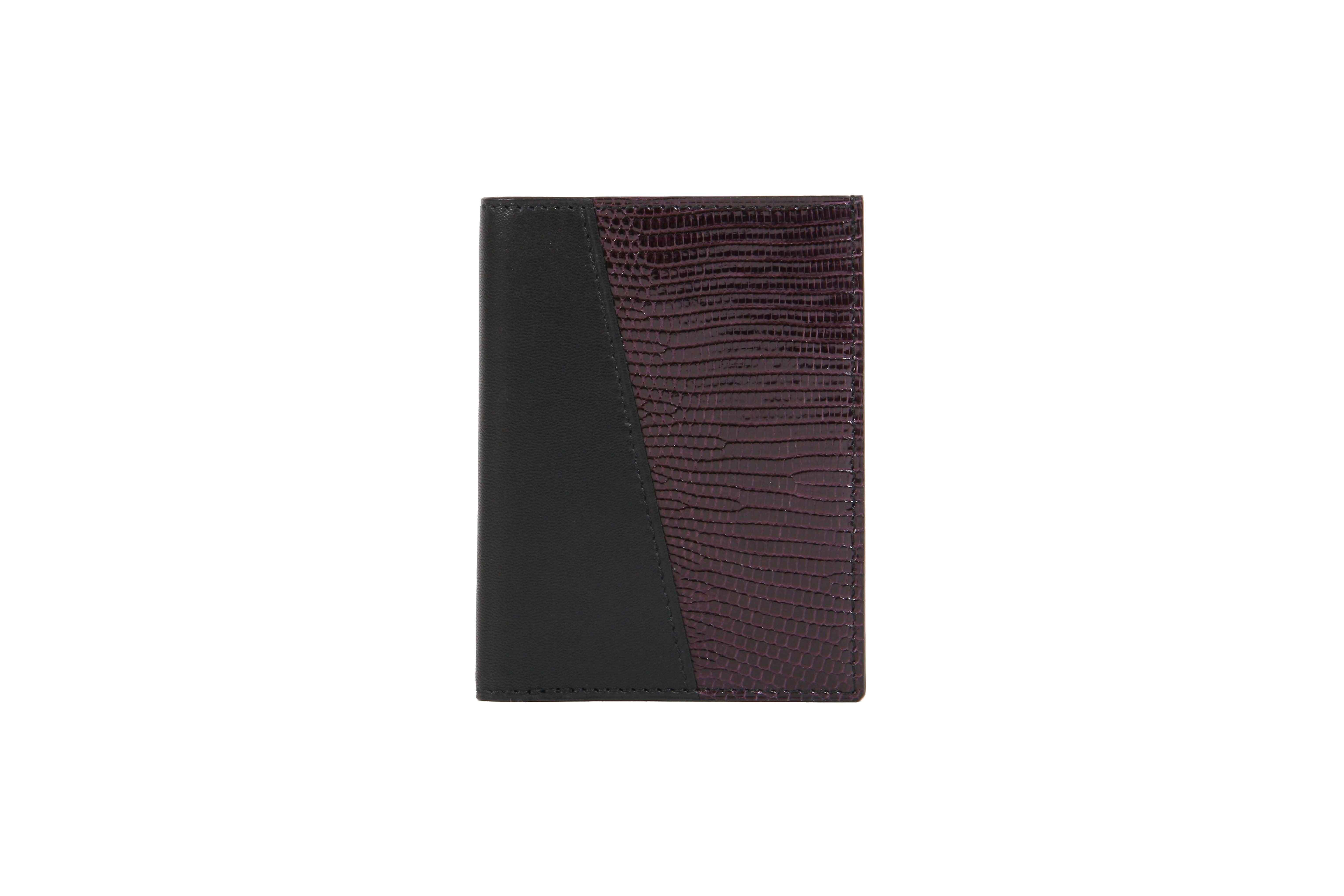 Portefeuille Homme Bonsavoir Paris - Cuir Noir et exotique Lézard véritable Violet - Petite-Maroquinerie Luxe Made in France