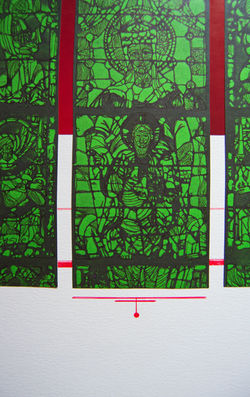 artistic collage and drawing ,2021,50-30 cm