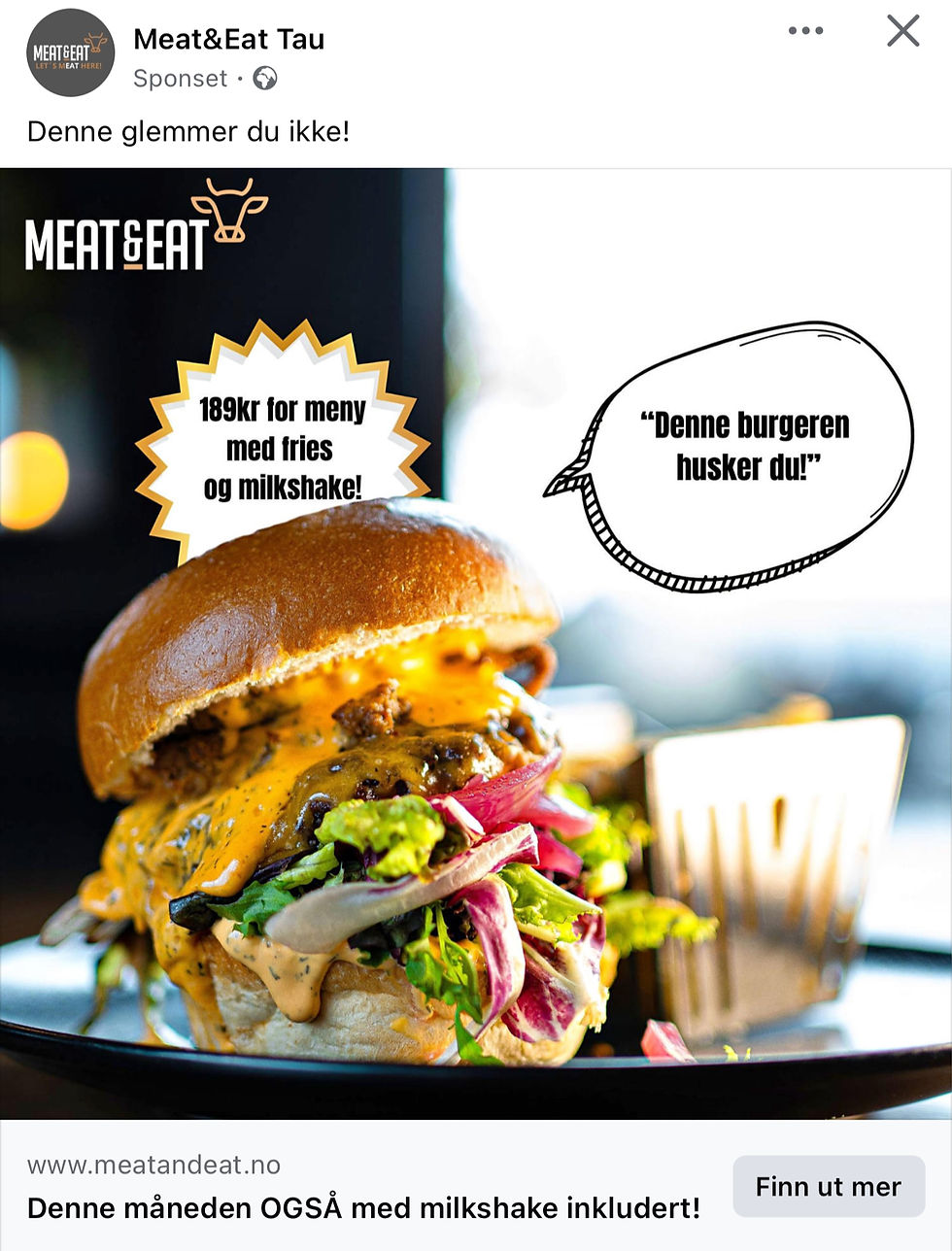 En Facebook annonse for meat and eat