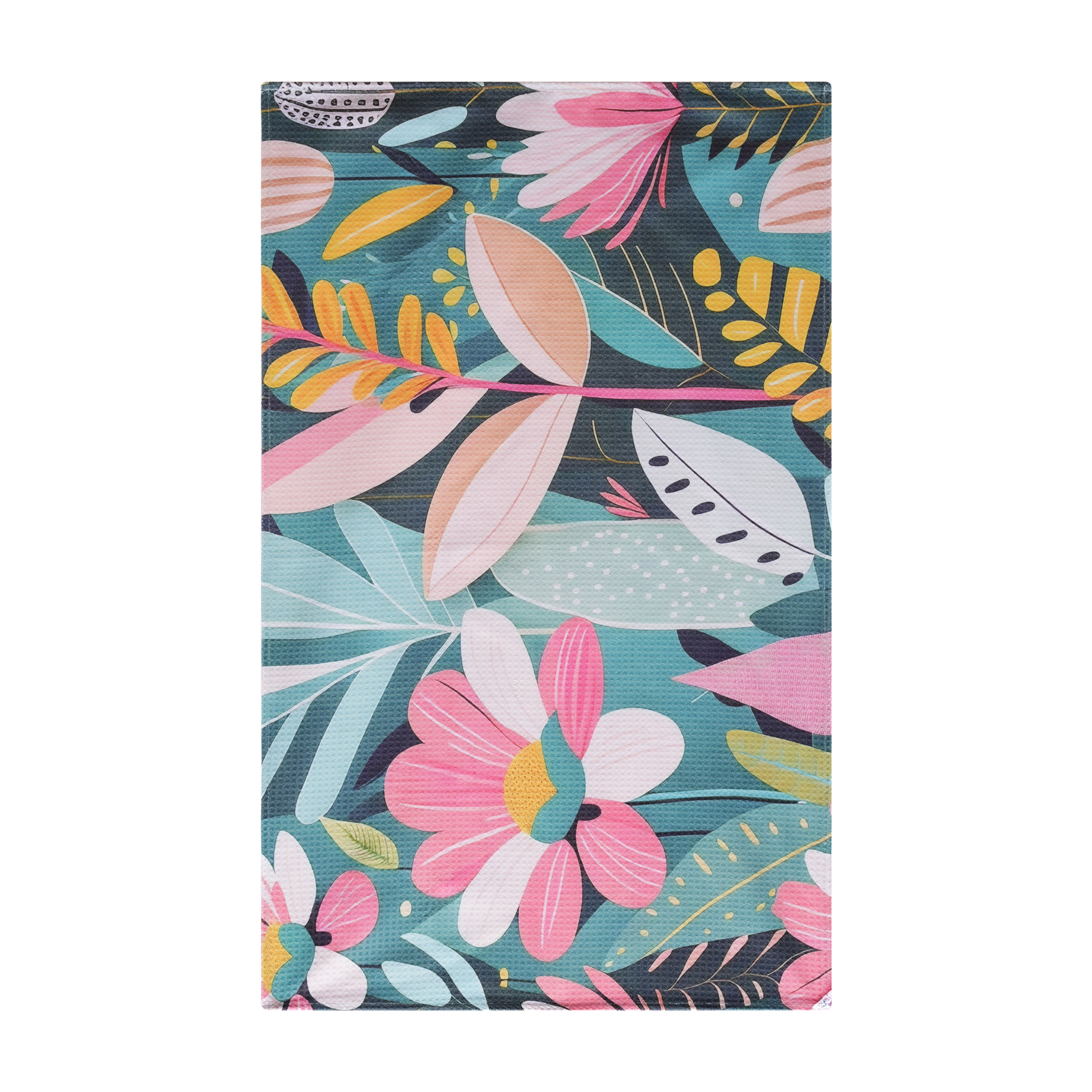 Blush Tropic Hawaiian kitchen tea towel with tropical floral print.