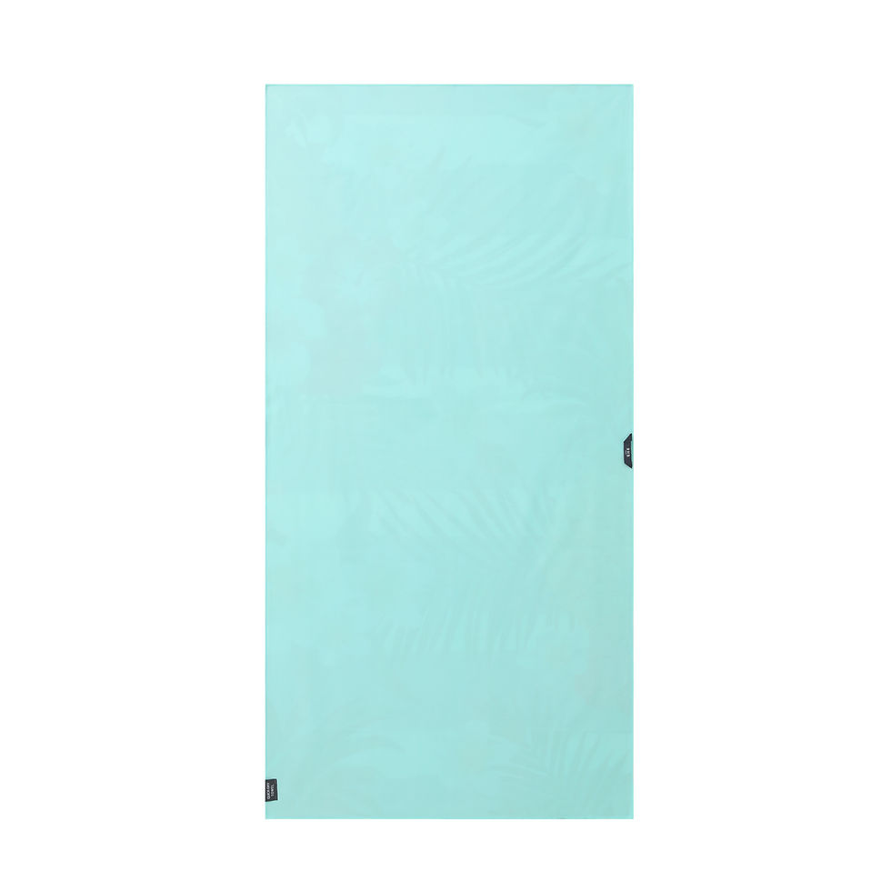 Thumbnail: Pineapple Flowers beach towel back side in solid mint green.