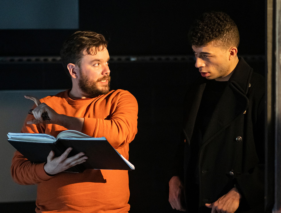 Richard Delaney coaching actor, Joshua Griffin