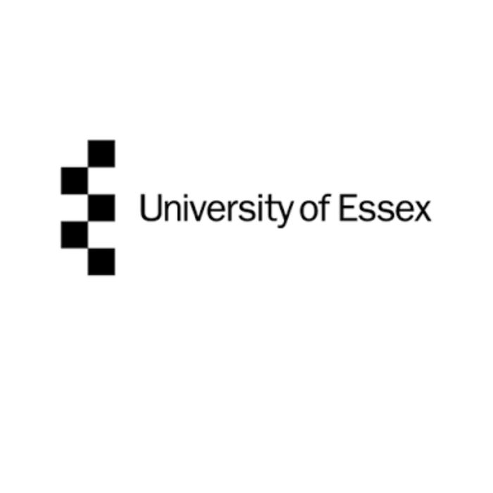Logo for University of Essex featuring a pattern of five black squares on the left and 'University of Essex' in black text on the right.
