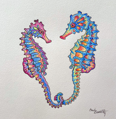 Custom Seahorse Heart Painting | Emily Brantley Art
