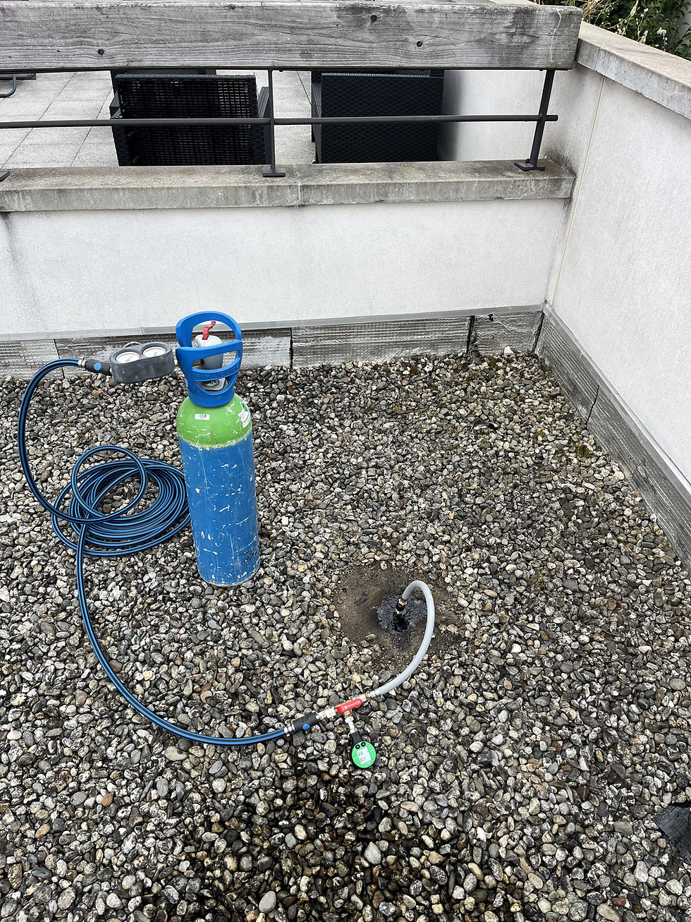 recherche d'infiltration sur une toiture-terrasse avec un gaz traceur à Toulouse