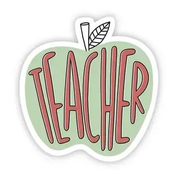 Teacher Green Apple Sticker