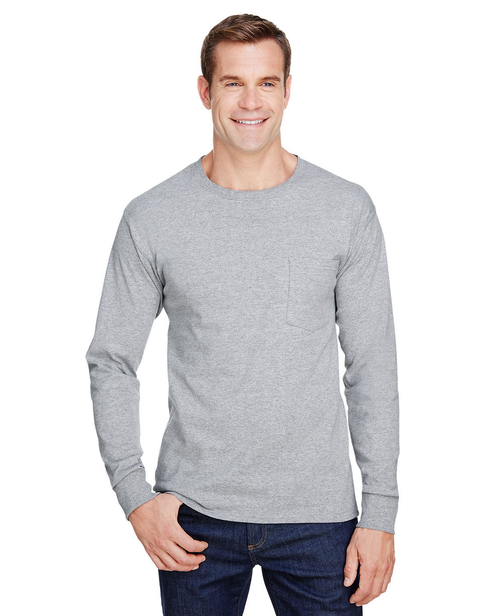 Thumbnail: Hanes Adult Workwear Long-Sleeve Pocket T-Shirt W120