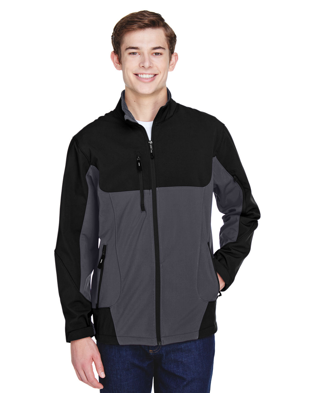North End Men's Compass Colorblock Three-Layer Fleece Bonded Soft Shell 88156