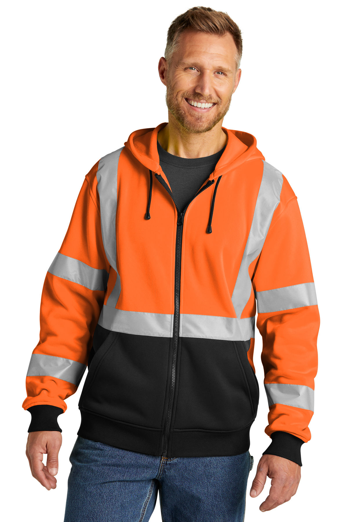 CornerStone® ANSI 107 Class 3 Heavy-Duty Fleece Full-Zip Hoodie CSF300