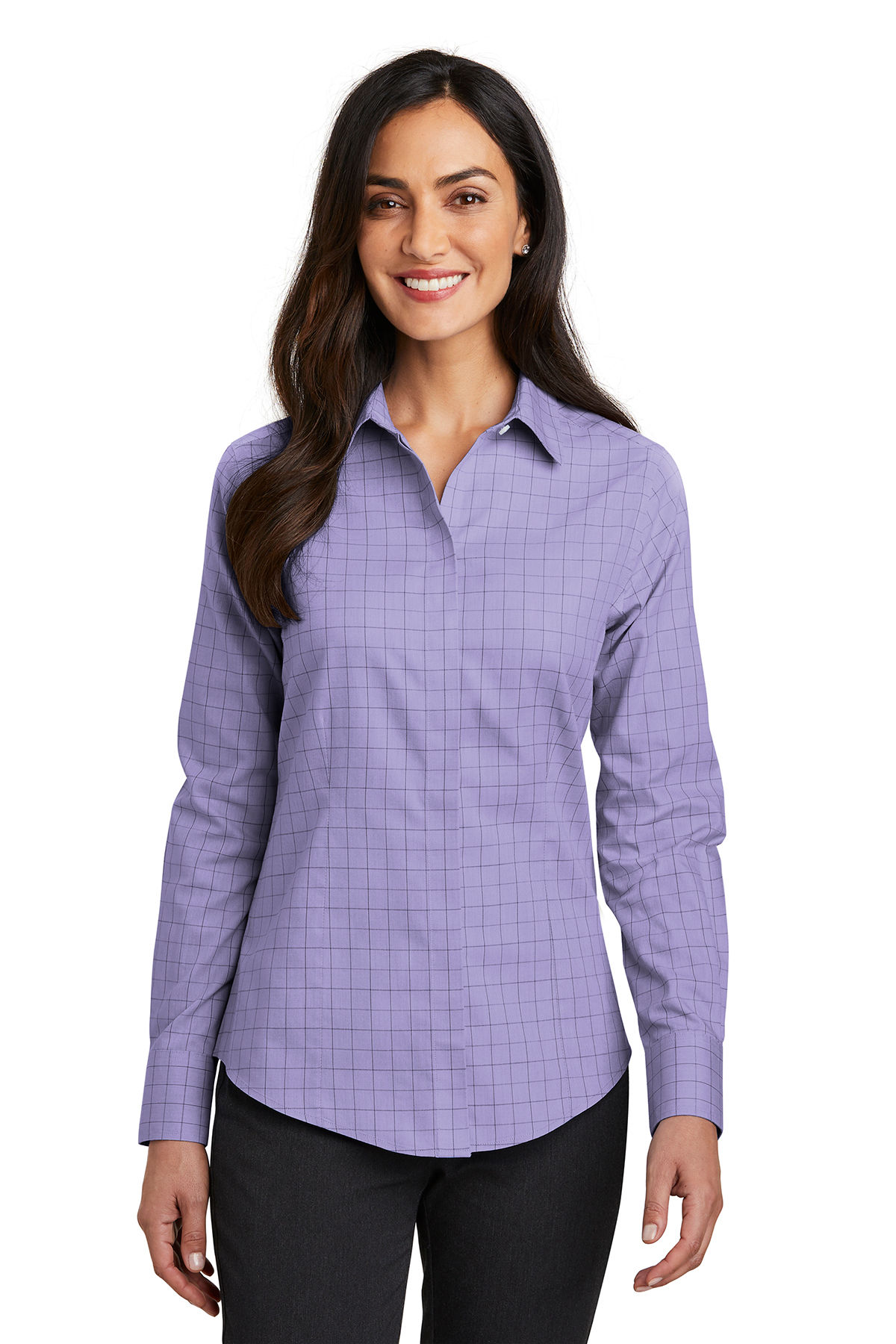 Red House® Ladies Windowpane Plaid Non-Iron Shirt RH71