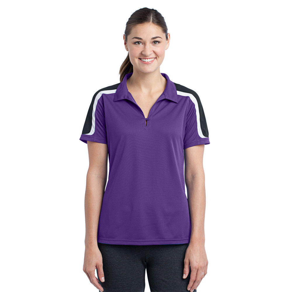 Sport-Tek Ladies Tricolor Shoulder Micropique Sport-Wick Polo LST658