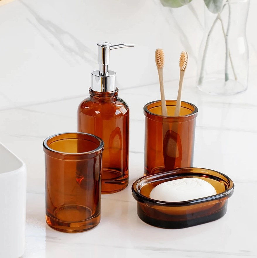 Thumbnail: Glass Apothecary 4-Piece Bathroom Set