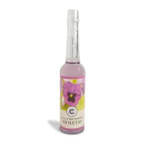 Violets Cologne bottle, light pink liquid, pansy label