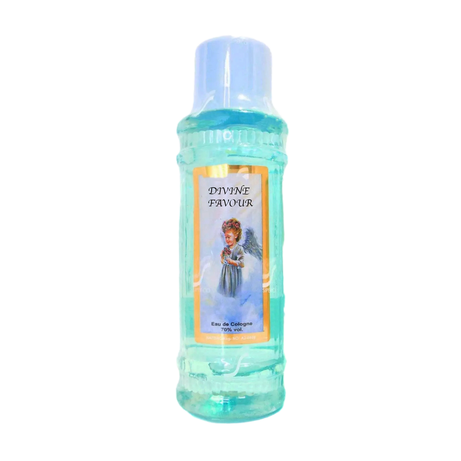 Divine Favour Eau de Cologne, angel, light blue bottle