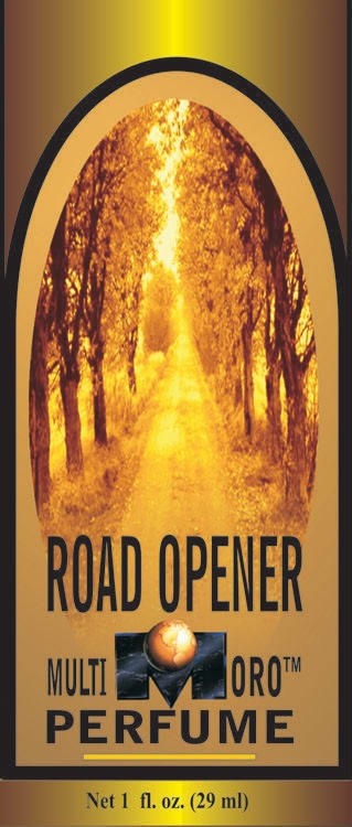 Road Opener Multi Oro Perfume bottle, sunlit path