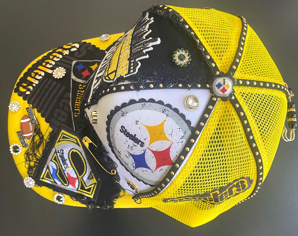 Thumbnail: Trucker Junk Hat- Black & Yellow Pittsburgh 