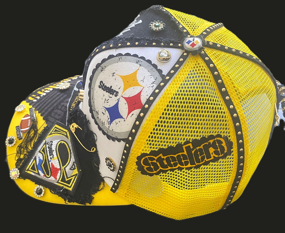 Thumbnail: Trucker Junk Hat- Black & Yellow Pittsburgh 