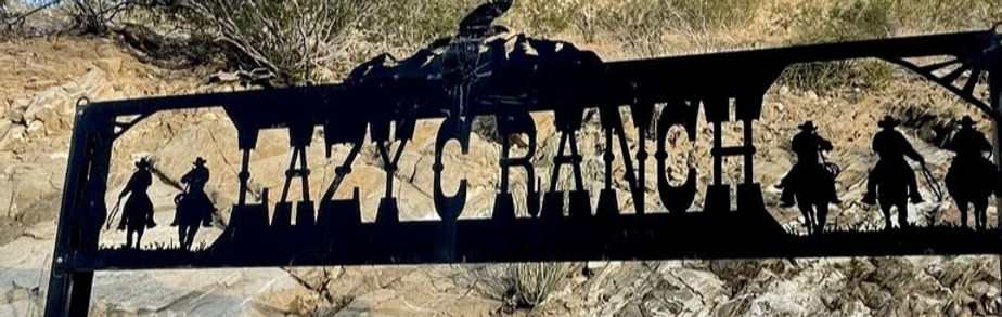 Metal ranch sign at The Lazy C Ranch in Palm Springs
