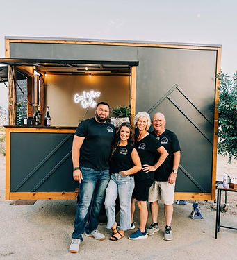 Teagan and Dawn of Nomadic Pour House, Fresno-based mother–daughter mobile wedding bar team with their partners