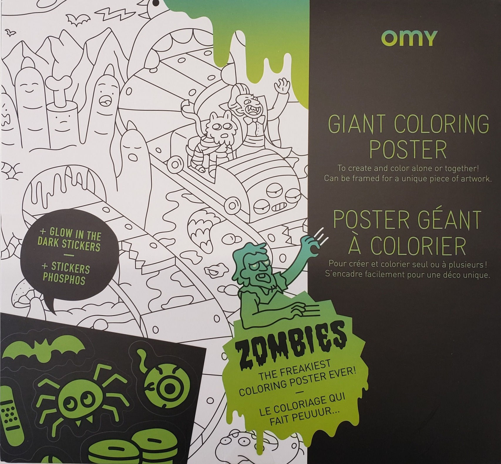 Zombie Folded Coloring Poster