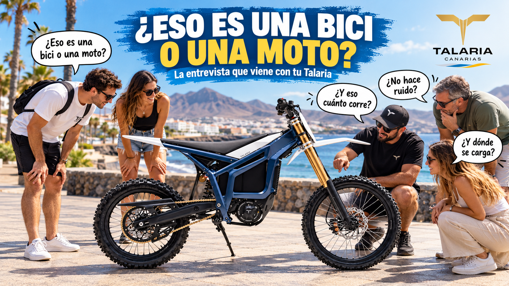 ¿Eso es una bici o una moto? Talaria Komodo completa y grupo de personas con bocadillos de preguntas