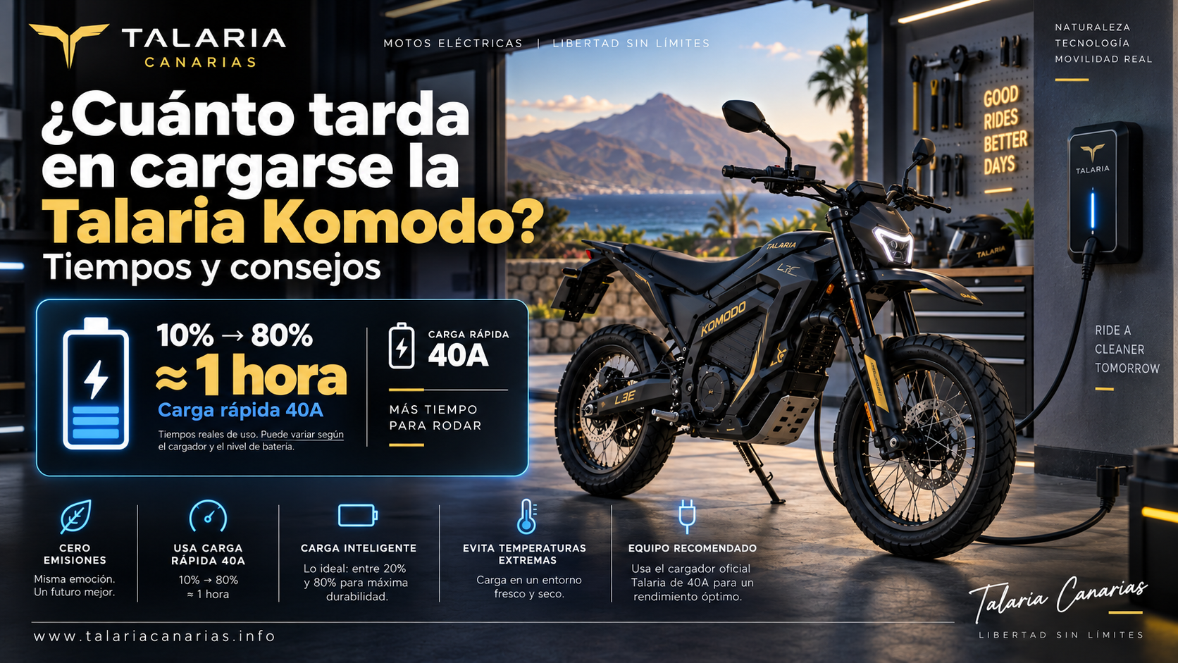 ¿Cuánto tarda en cargarse la Talaria Komodo?