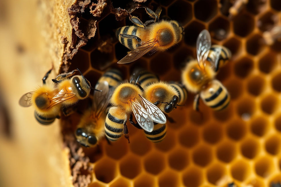 Bees on a honeycomb