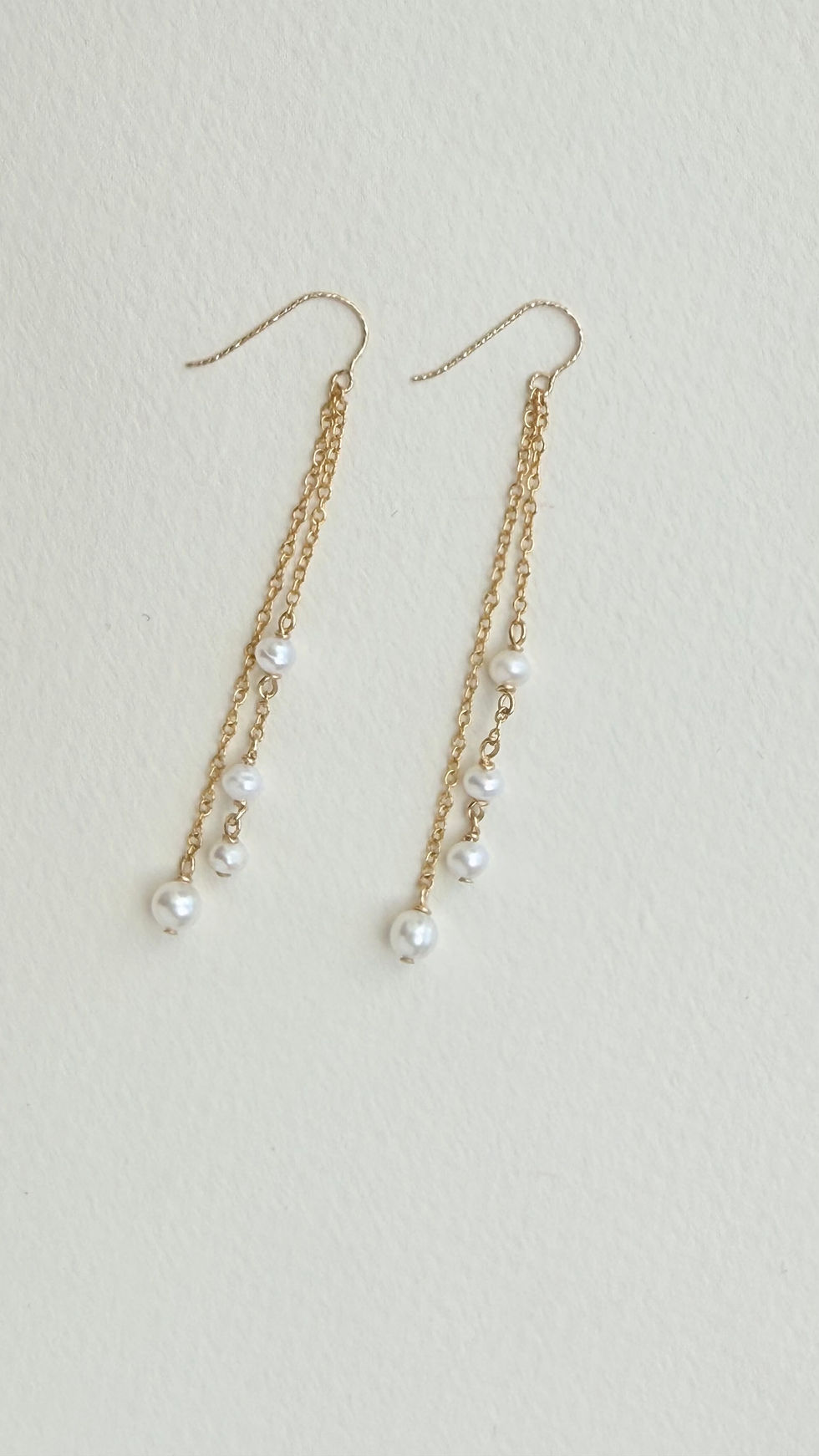 Miniature : Boucles d’oreilles de mariée Mary longues mariée mariage et perles de culture d’eau douce