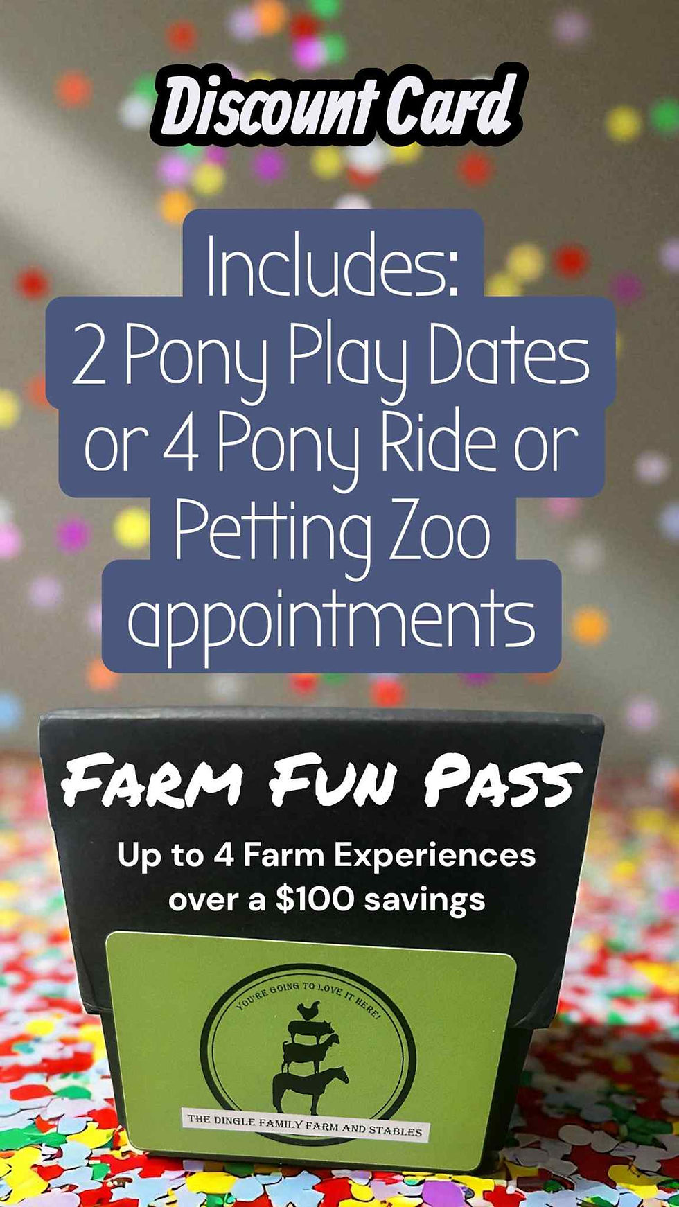 Farm Fun Pass- 2-4 Farm Experiences- Pony Ride, Petting Zoo & Pony Play Dates